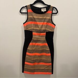 Sea New York size 2 Women's Striped Black and Orange Dress